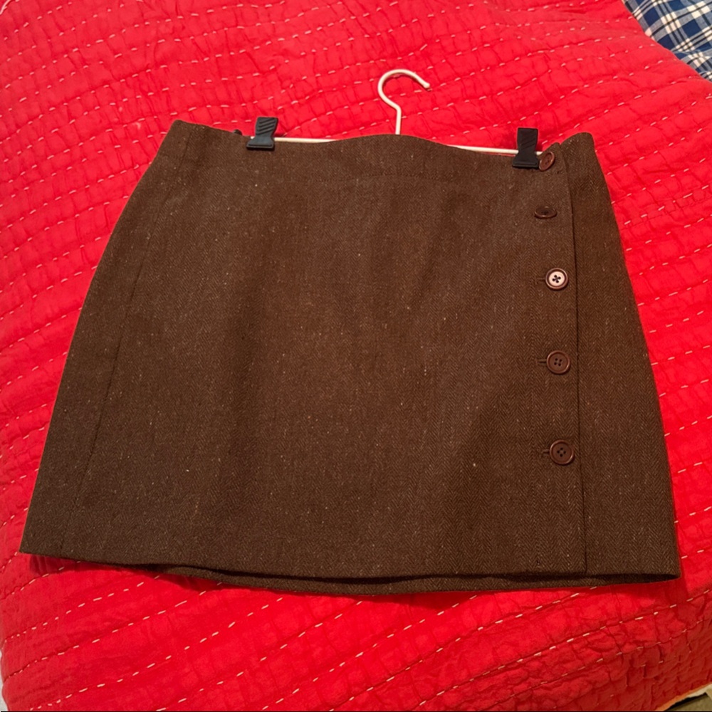 J. Crew Dark Brown Buttoned Mini Skirt